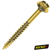 Vis Bois Tirefond Rocket Tête Hexagonale avec Rondelle Acier Zingué Bichromaté