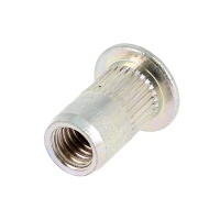 Écrou Noyé RIVKLE® en Acier à Fût Cylindrique Moleté Ouvert (Tête Plate)