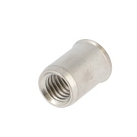 Écrou Noyé RIVKLE® en Inox à Fût Cylindrique Lisse Ouvert, cote de perçage poucique (Tête Fine)