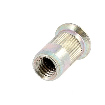Écrou Noyé RIVKLE® en Acier à Fût Cylindrique Moleté Ouvert (Tête Fraisée)