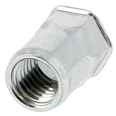 Écrou Noyé RIVKLE® en Acier Zingué à Fût Semi-Hexagonal Ouvert, Cote de Perçage Poucique (Tête Affleurante)