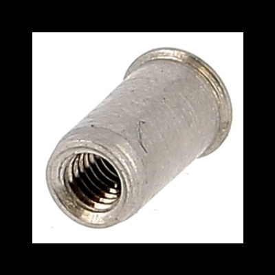 Écrou Noyé RIVKLE® en Inox à Fût Cylindrique Lisse Ouvert, cote de perçage poucique (Tête Affleurante)